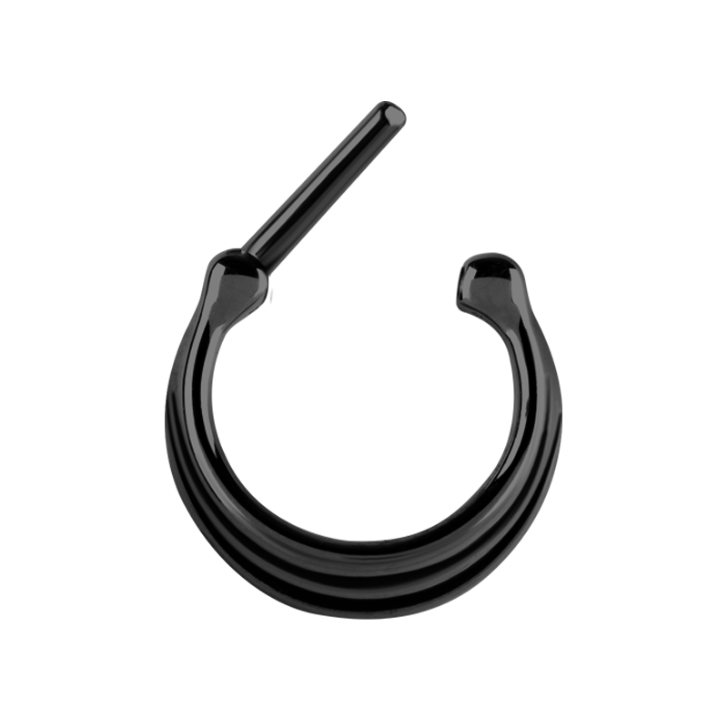 Black Steel Septum Clicker 3 Rings Concave Shape Setto