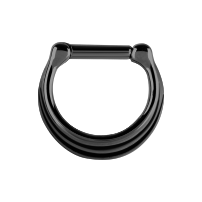 Black Steel Septum Clicker 3 Rings Concave Shape Setto