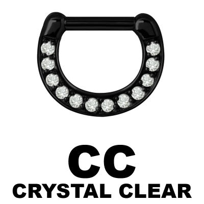 Black Steel Jewelled Septum Clicker with Cubic Zirconia Setto