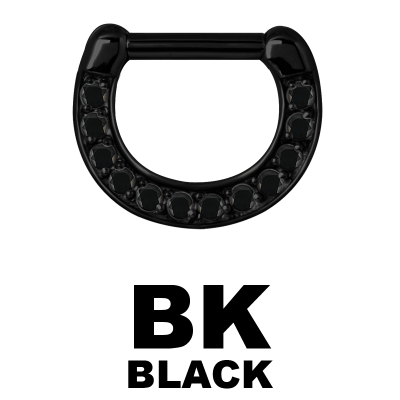 Black Steel Jewelled Septum Clicker with Cubic Zirconia Setto
