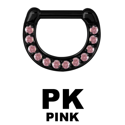 Black Steel Jewelled Septum Clicker with Cubic Zirconia Setto