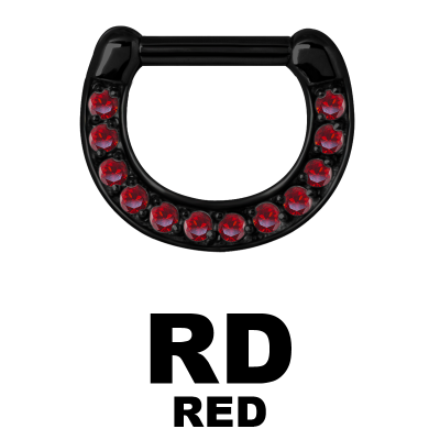 Black Steel Jewelled Septum Clicker with Cubic Zirconia Setto