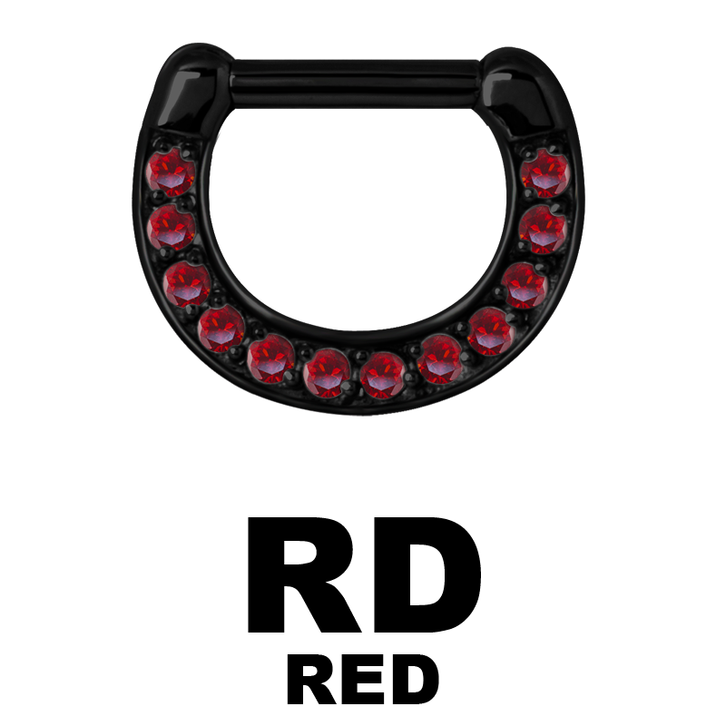Black Steel Jewelled Septum Clicker with Cubic Zirconia Setto