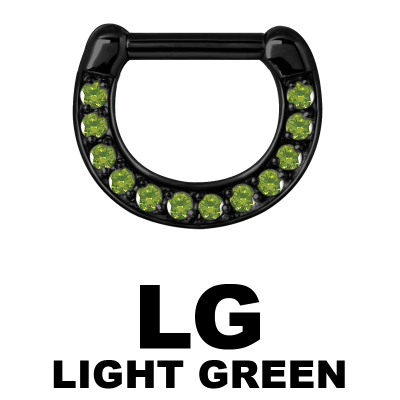 Black Steel Jewelled Septum Clicker with Cubic Zirconia Setto