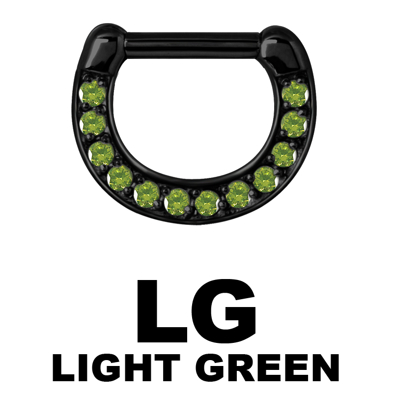 Black Steel Jewelled Septum Clicker with Cubic Zirconia Setto