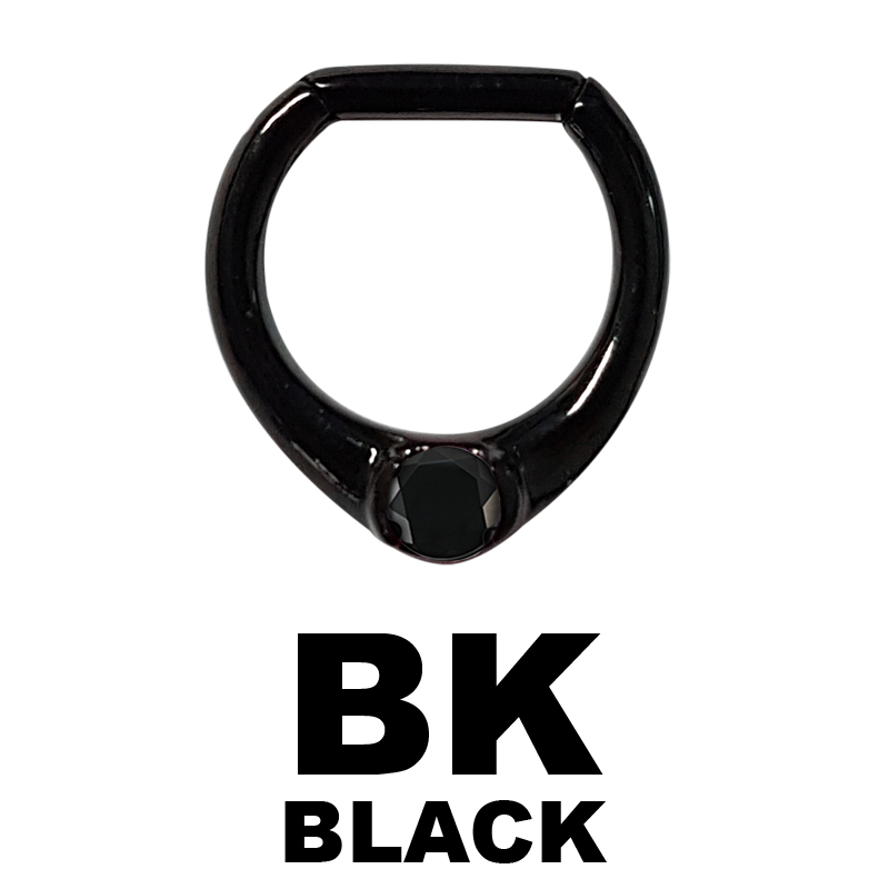 Black Steel Jewelled Septum Clicker with Cubic Zirconia Setto
