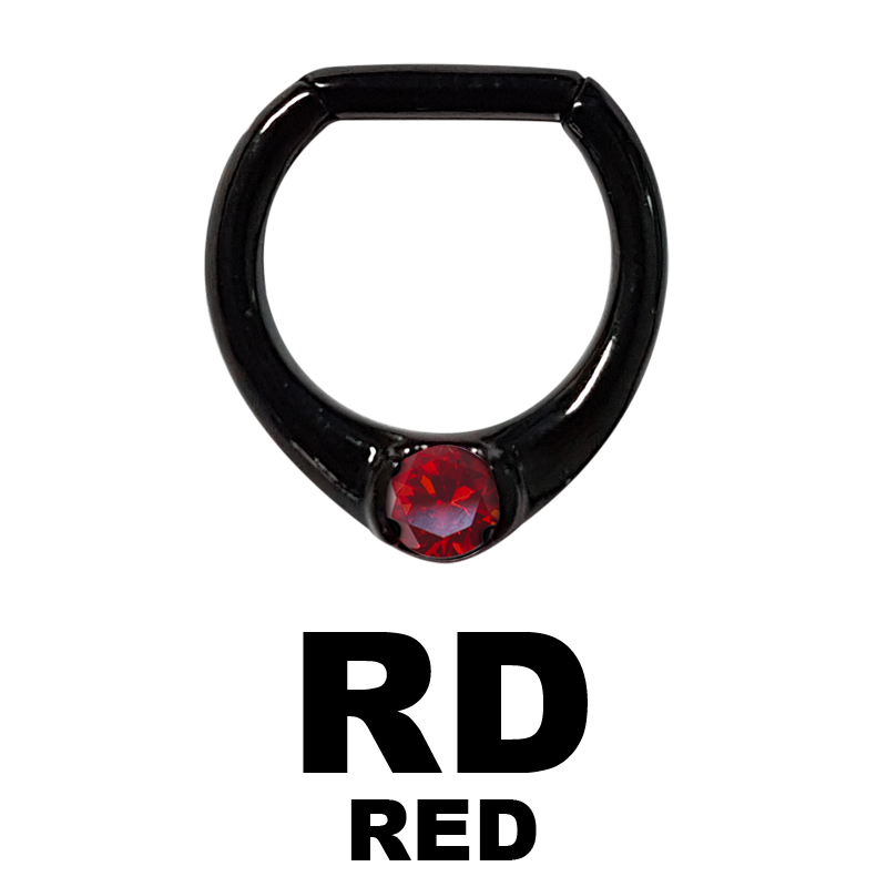 Black Steel Jewelled Septum Clicker with Cubic Zirconia Setto