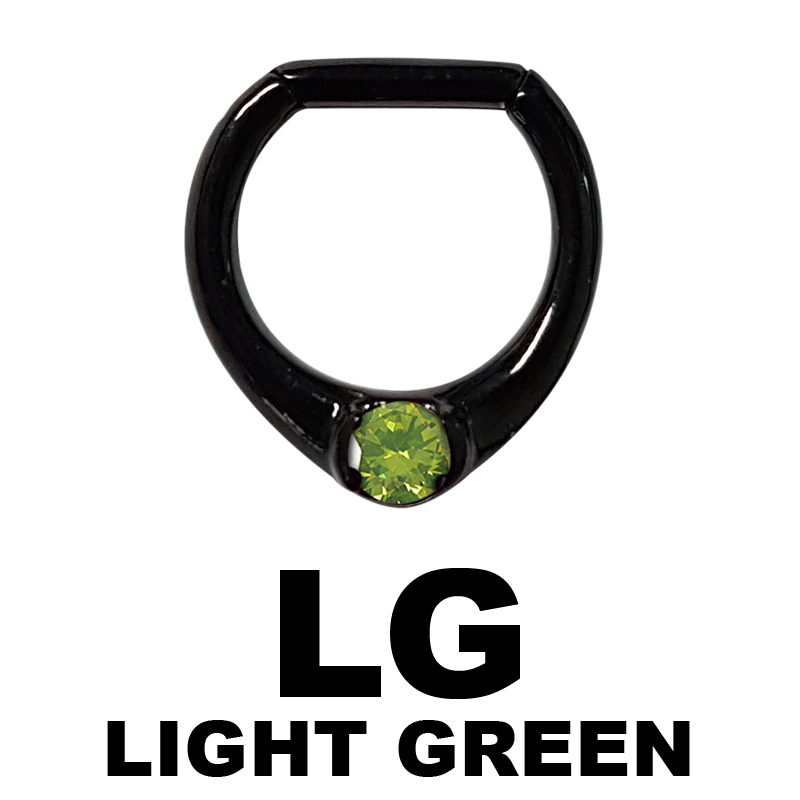 Black Steel Jewelled Septum Clicker with Cubic Zirconia Setto