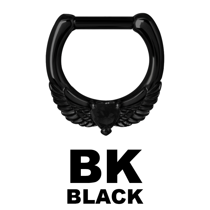 Black Steel Jewelled Septum Clicker with Cubic Zirconia Setto