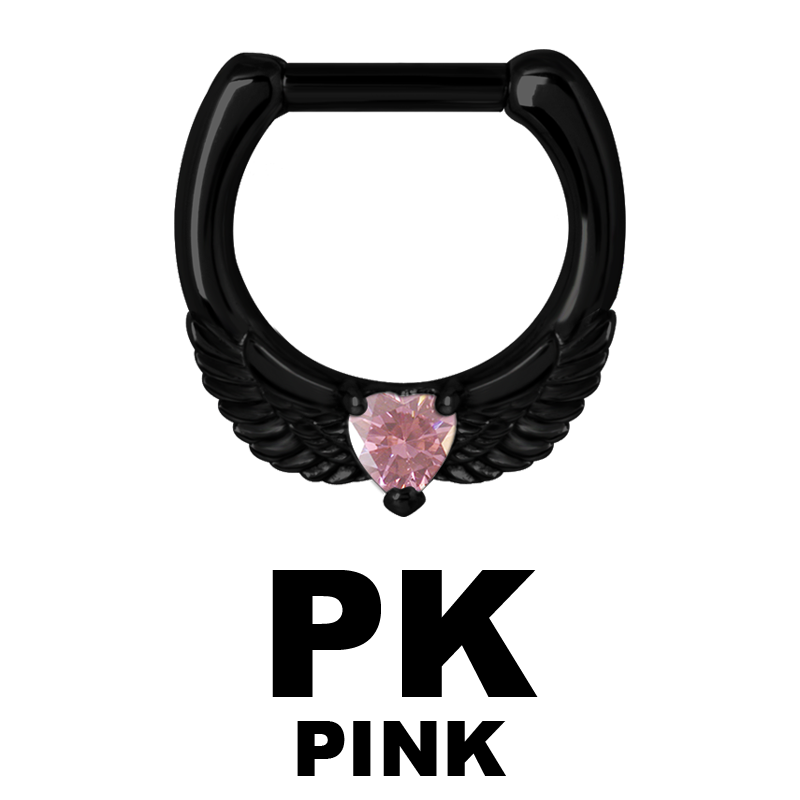 Black Steel Jewelled Septum Clicker with Cubic Zirconia Setto