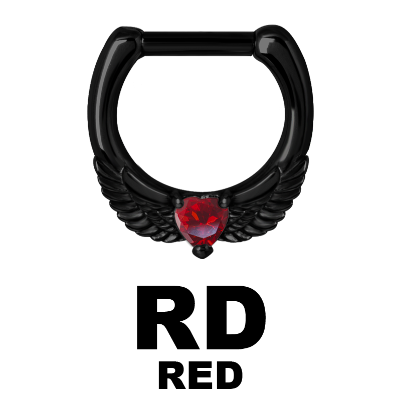 Black Steel Jewelled Septum Clicker with Cubic Zirconia Setto