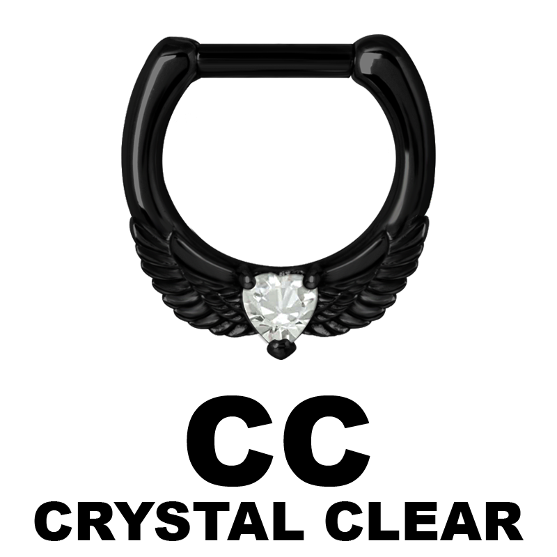 Black Steel Jewelled Septum Clicker with Cubic Zirconia Setto
