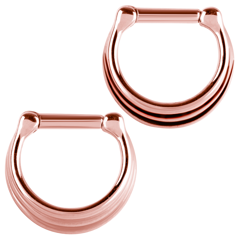 Rose Steel Septum Clicker 3 Rings Concave Shape Setto