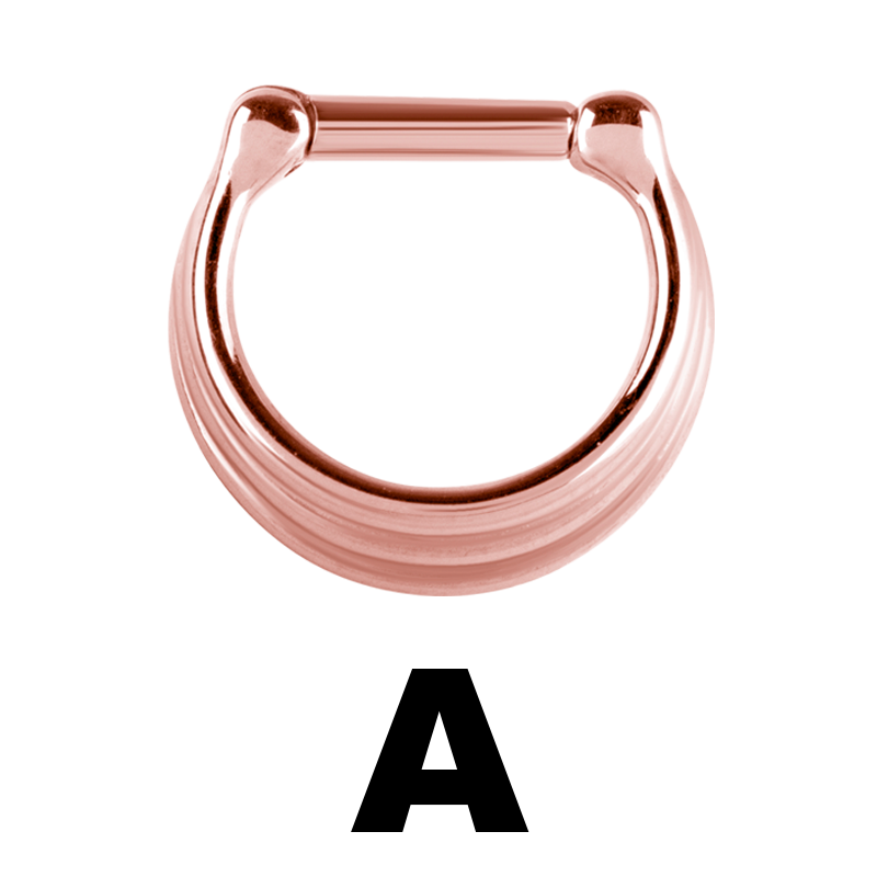 Rose Steel Septum Clicker 3 Rings Concave Shape Setto