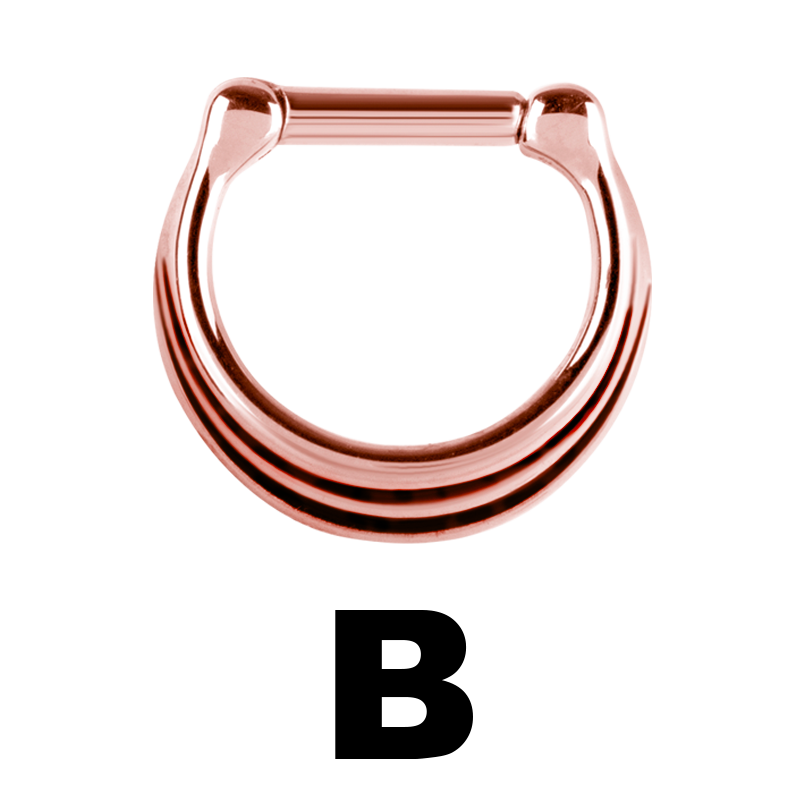 Rose Steel Septum Clicker 3 Rings Concave Shape Setto