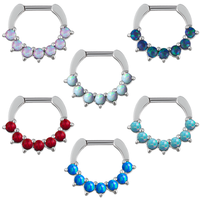 Steel Septum Clicker with Synthetic Opal Setto Steel Septum Clicker with Synthetic Opal Setto
