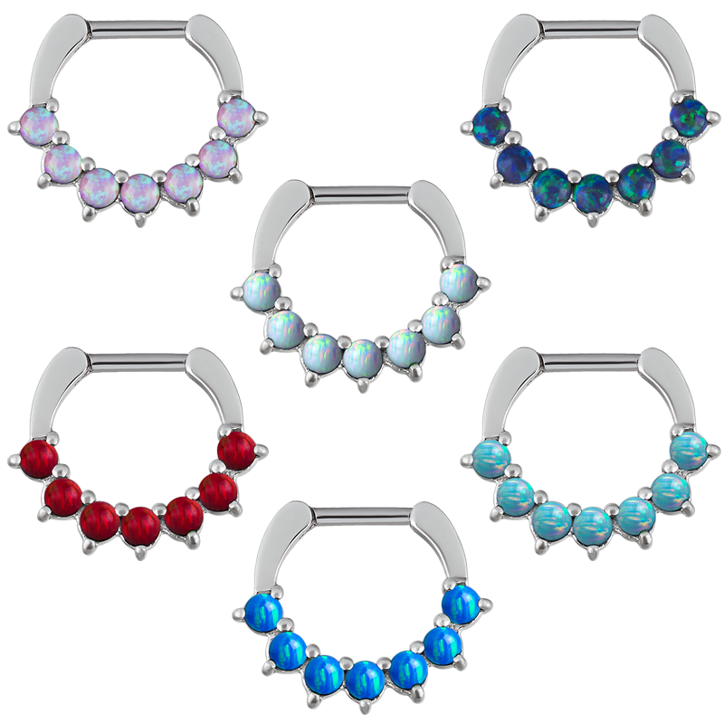Steel Septum Clicker with Synthetic Opal Setto Steel Septum Clicker with Synthetic Opal Setto