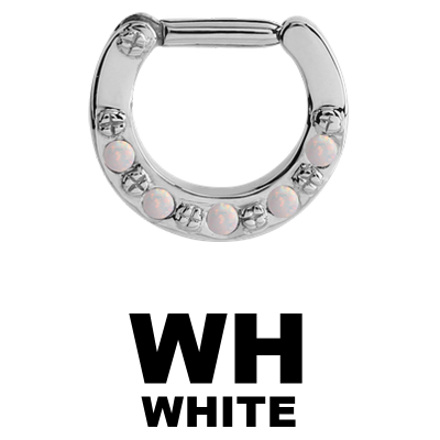 Steel Round Prong Set Synthetic Opal Clicker Setto Steel Round Prong Set Synthetic Opal Clicker Setto