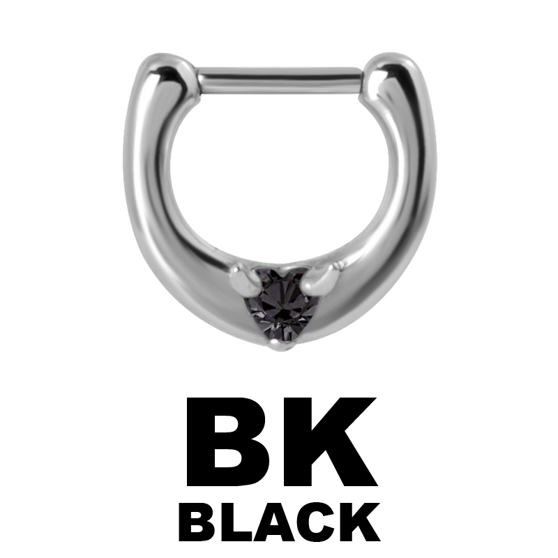 Devil Heart Steel Jewelled Septum Clicker Setto