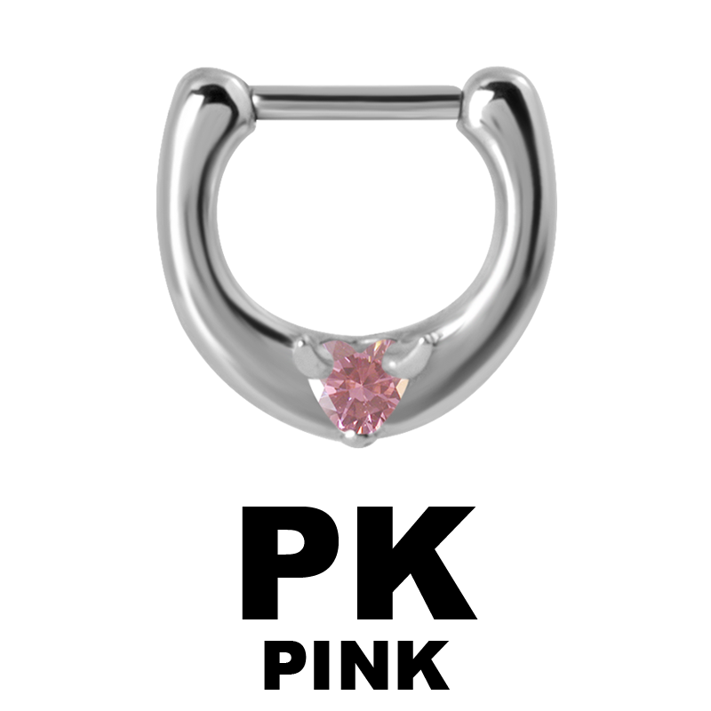 Devil Heart Steel Jewelled Septum Clicker Setto