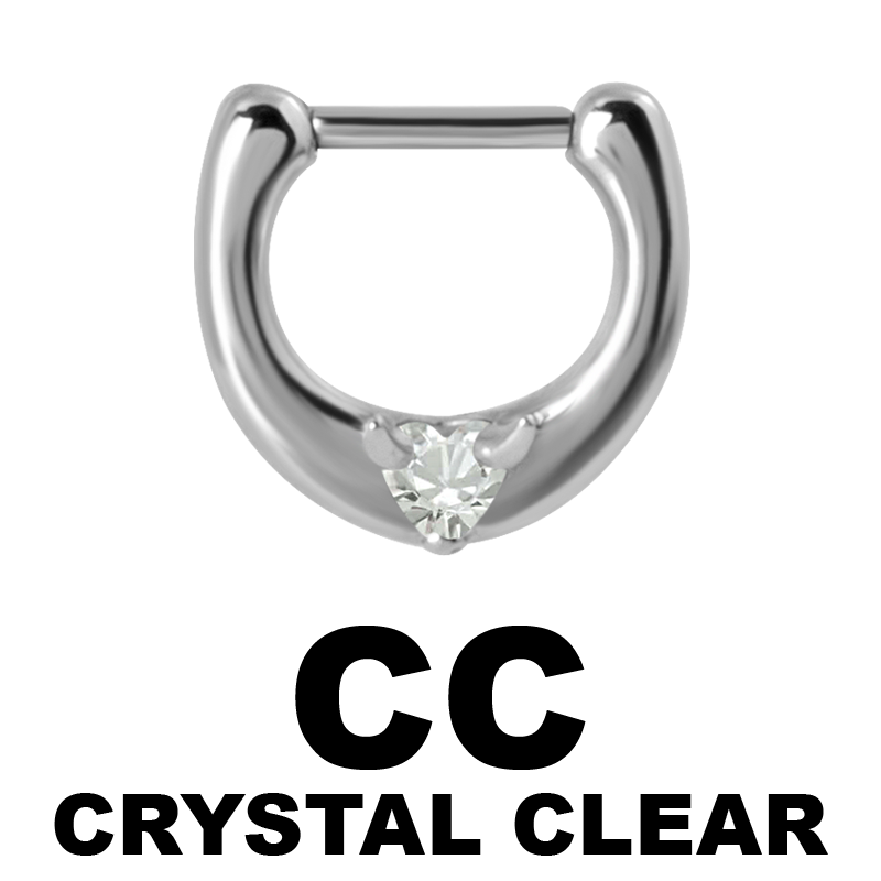 Devil Heart Steel Jewelled Septum Clicker Setto