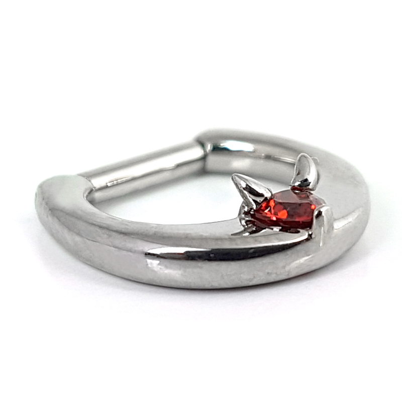 Devil Heart Steel Jewelled Septum Clicker Setto