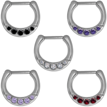 Surgical Steel Jewelled Septum Clicker with Cubic Zirconia