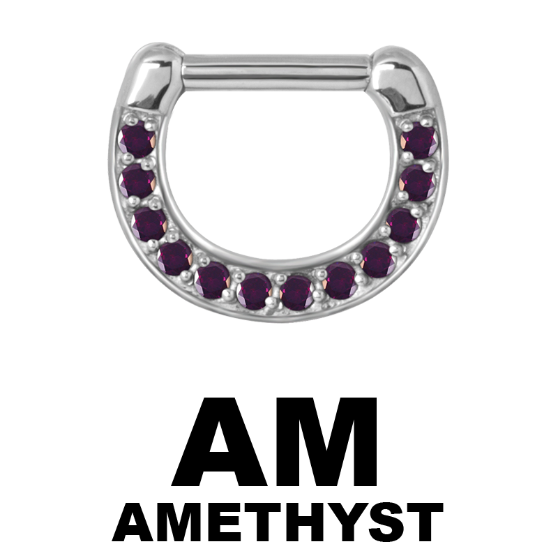 Surgical Steel Jewelled Septum Clicker with Cubic Zirconia Setto