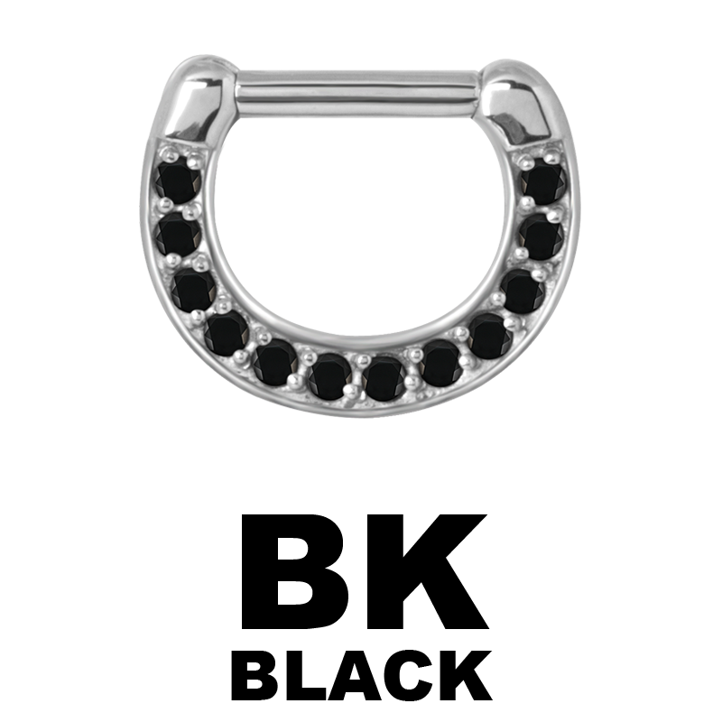 Surgical Steel Jewelled Septum Clicker with Cubic Zirconia Setto