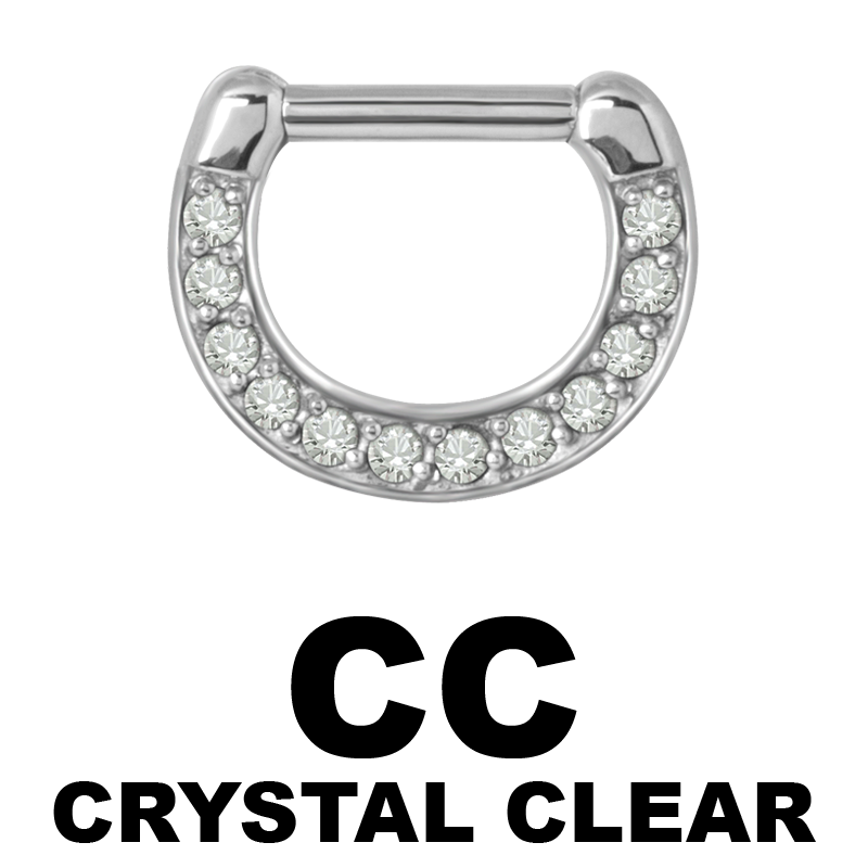 Surgical Steel Jewelled Septum Clicker with Cubic Zirconia Setto
