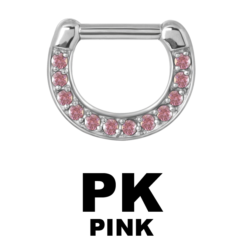 Surgical Steel Jewelled Septum Clicker with Cubic Zirconia Setto