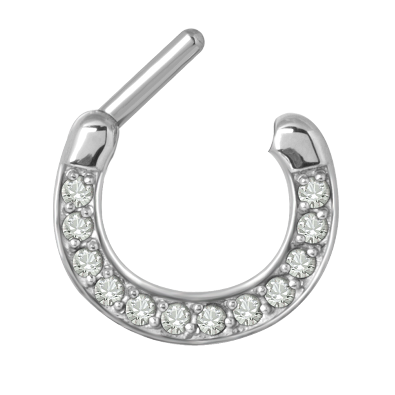 Surgical Steel Jewelled Septum Clicker with Cubic Zirconia Setto