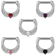 Surgical Steel Jewelled Septum Clicker with Cubic Zirconia