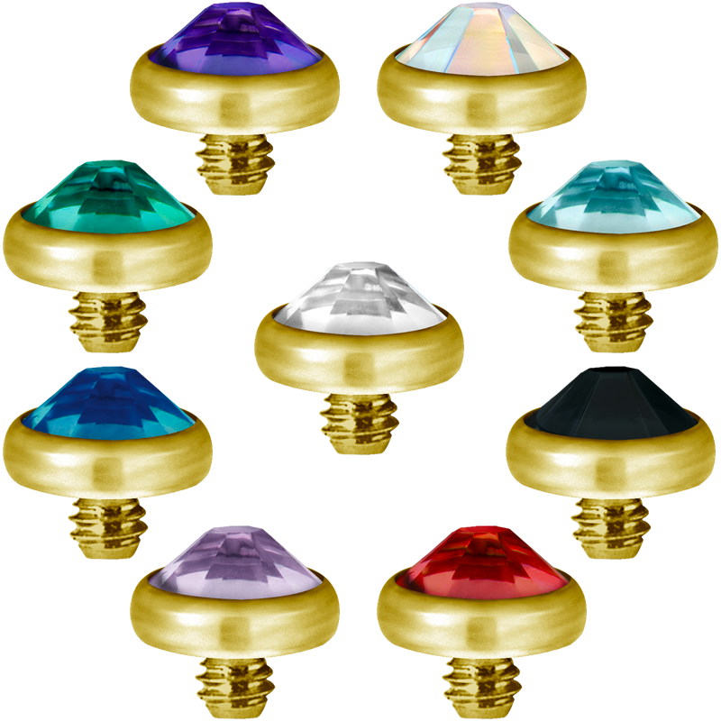 Gold PVD Titanium Jewelled Discs (for 1.6 Internally Threaded Jewellery) Sfere e Componenti