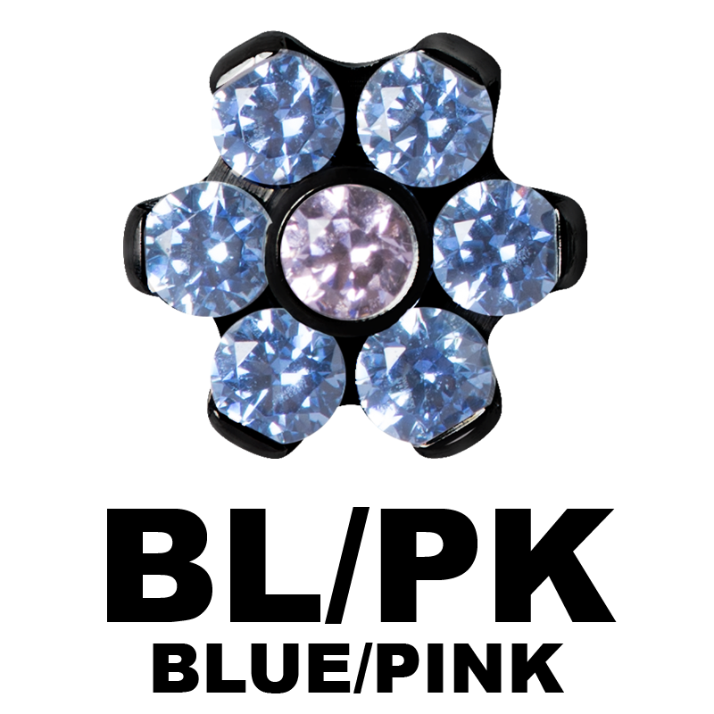 Black Titanium Flower Component with Swarovski Zirconia (for 1.2 internally jewelry) Sfere e Componenti