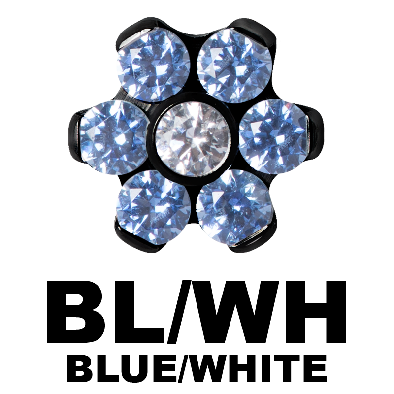 Black Titanium Flower Component with Swarovski Zirconia (for 1.2 internally jewelry) Sfere e Componenti