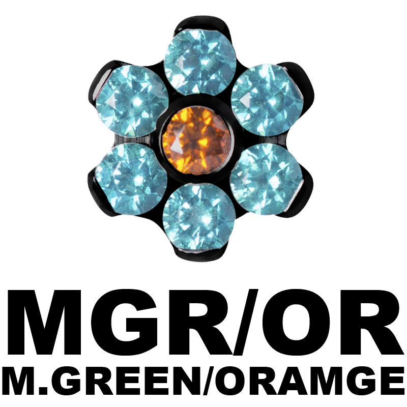 Black Titanium Flower Component with Swarovski Zirconia (for 1.2 internally jewelry) Sfere e Componenti