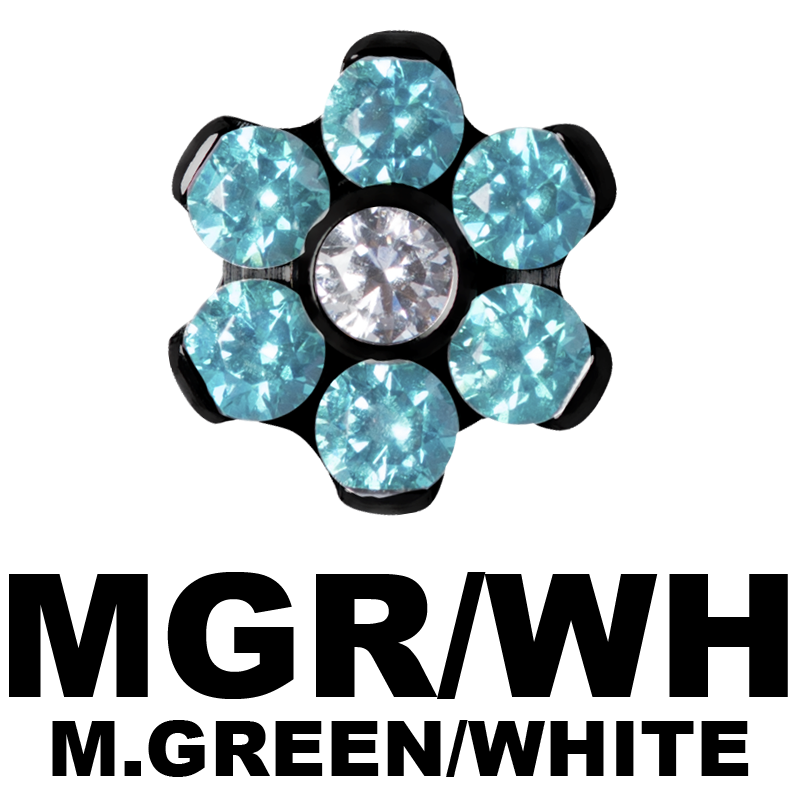 Black Titanium Flower Component with Swarovski Zirconia (for 1.2 internally jewelry) Sfere e Componenti