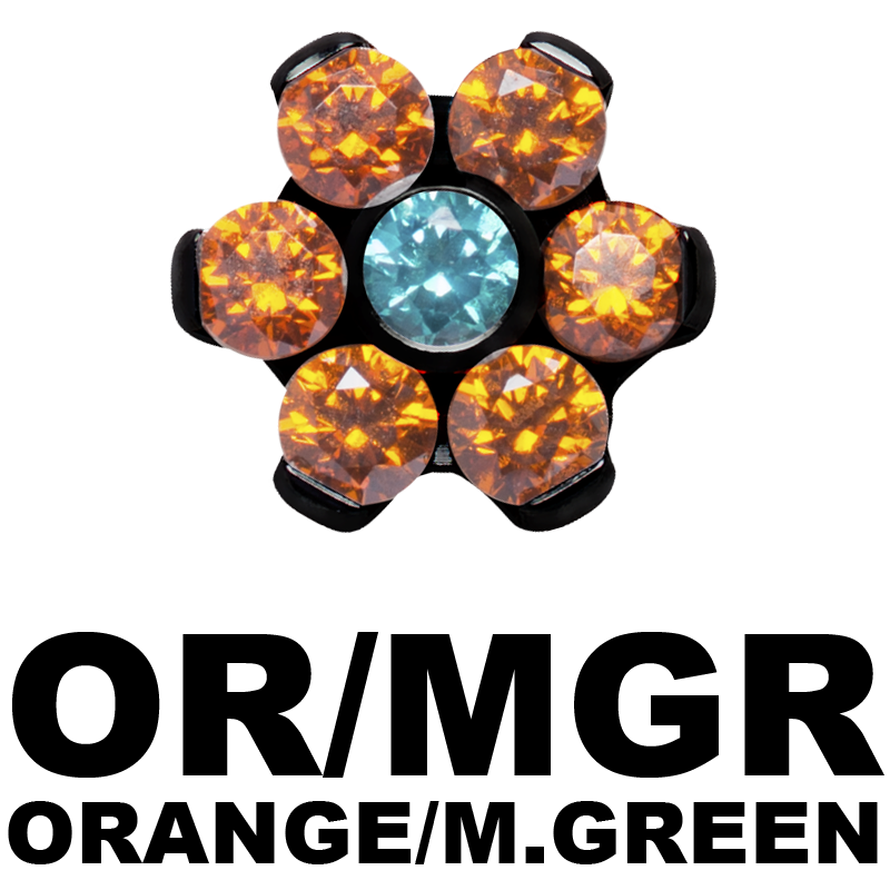 Black Titanium Flower Component with Swarovski Zirconia (for 1.2 internally jewelry) Sfere e Componenti