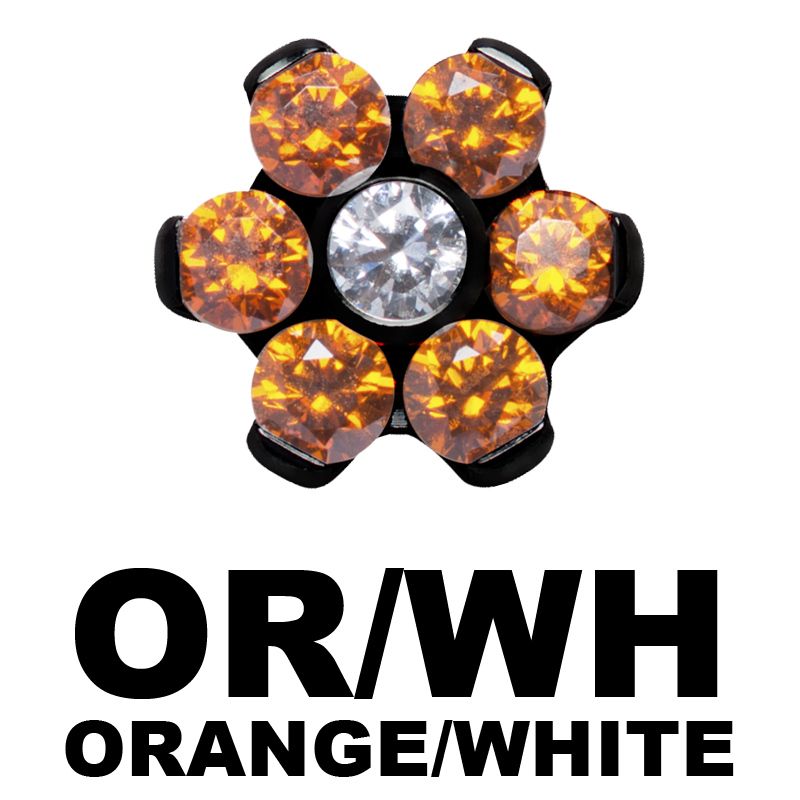 Black Titanium Flower Component with Swarovski Zirconia (for 1.2 internally jewelry) Sfere e Componenti