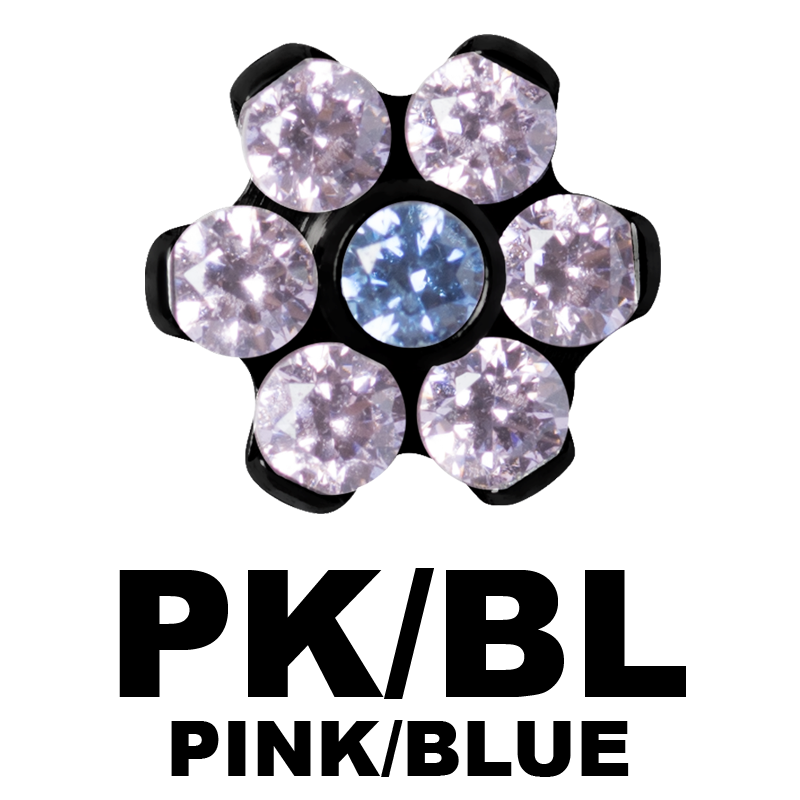 Black Titanium Flower Component with Swarovski Zirconia (for 1.2 internally jewelry) Sfere e Componenti