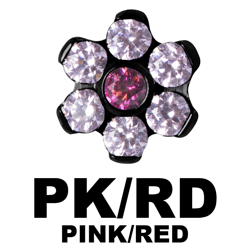 Black Titanium Flower Component with Swarovski Zirconia (for 1.2 internally jewelry) Sfere e Componenti