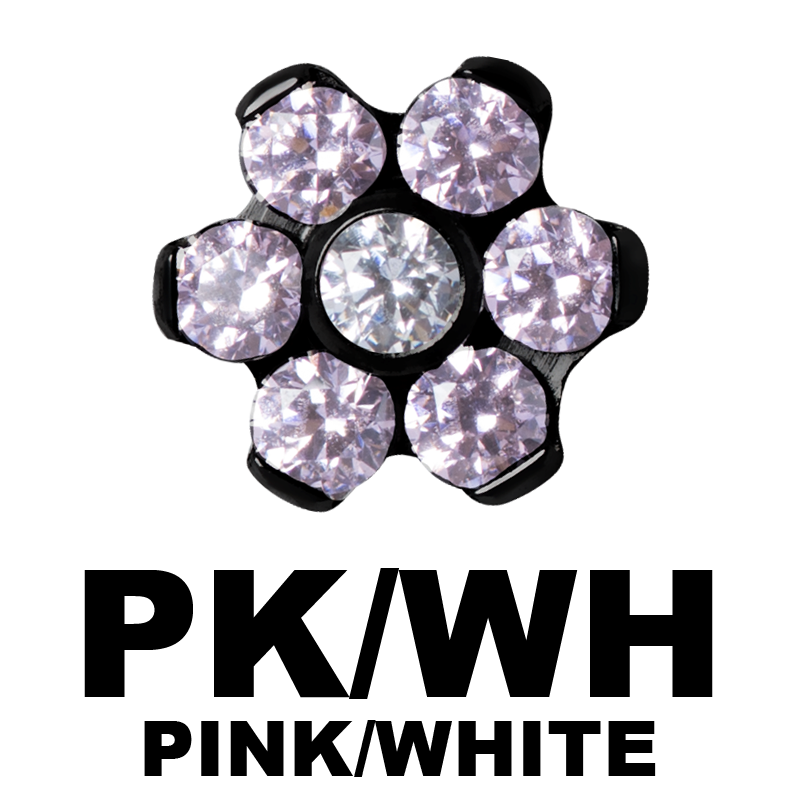 Black Titanium Flower Component with Swarovski Zirconia (for 1.2 internally jewelry) Sfere e Componenti