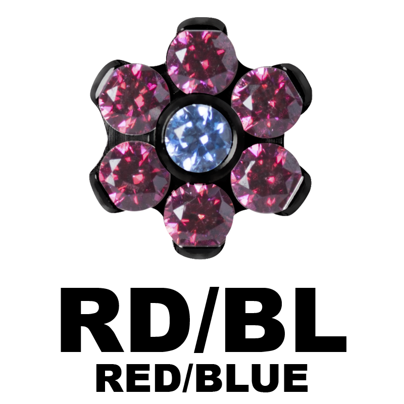Black Titanium Flower Component with Swarovski Zirconia (for 1.2 internally jewelry) Sfere e Componenti