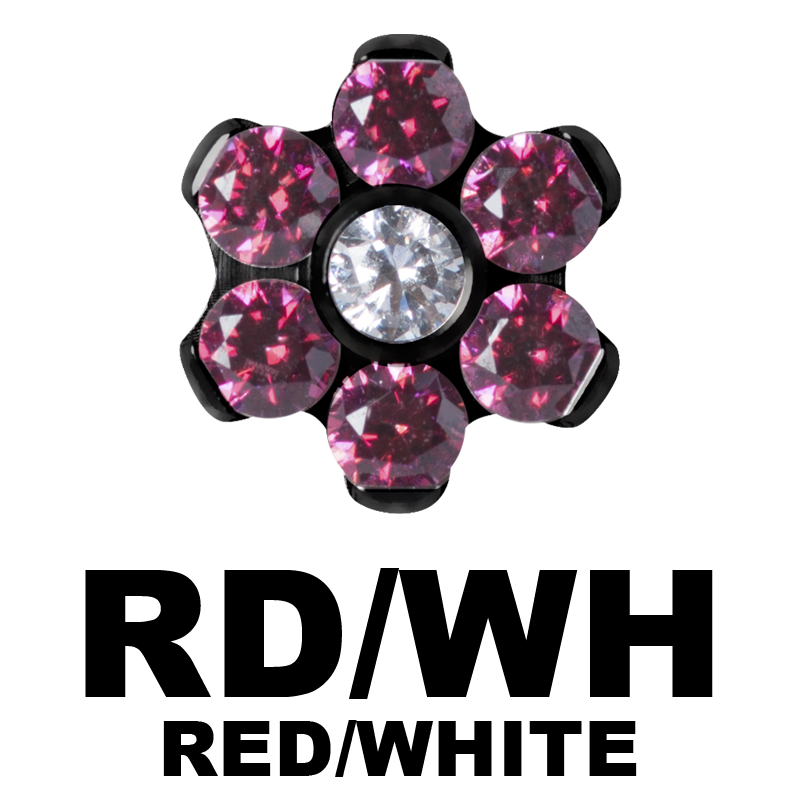 Black Titanium Flower Component with Swarovski Zirconia (for 1.2 internally jewelry) Sfere e Componenti