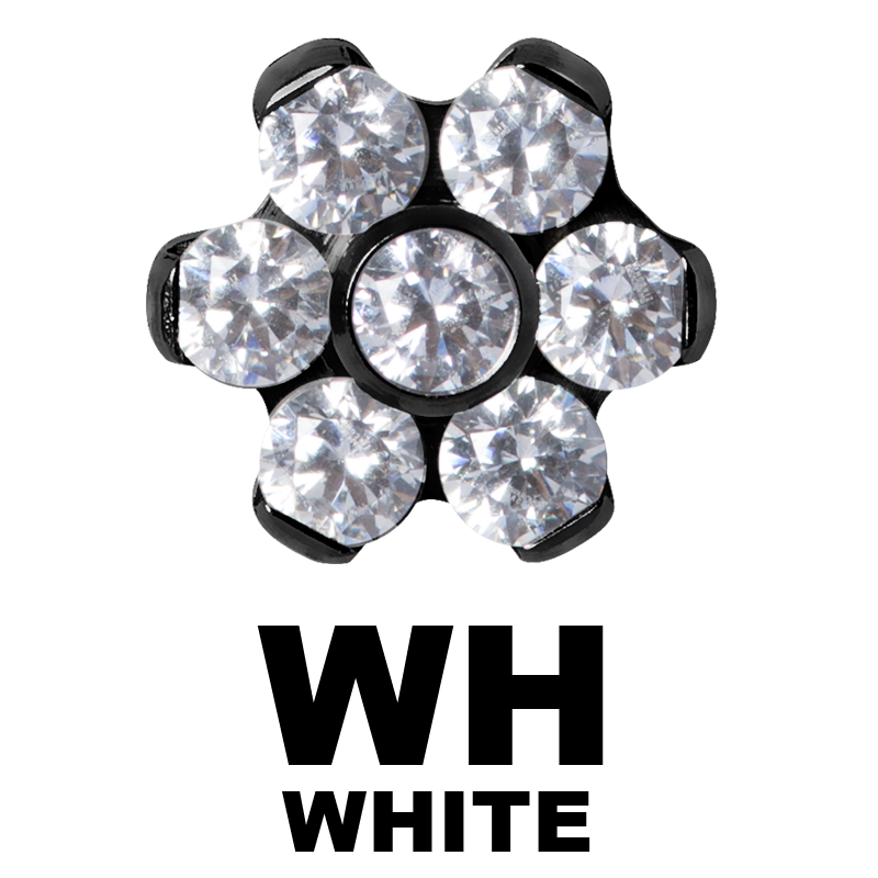 Black Titanium Flower Component with Swarovski Zirconia (for 1.2 internally jewelry) Sfere e Componenti