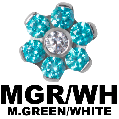 Titanium Flower Component with Swarovski Zirconia (for 1.2 internally jewelry) Balls & Attachments