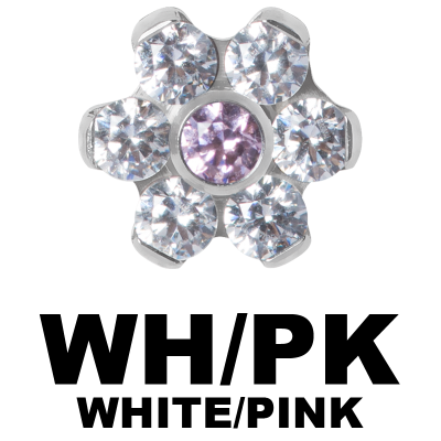 Titanium Flower Component with Swarovski Zirconia (for 1.2 internally jewelry) Balls & Attachments