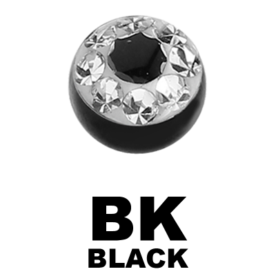 Black Steel PVD Crystaline Jewelled Ball Balls & Attachments