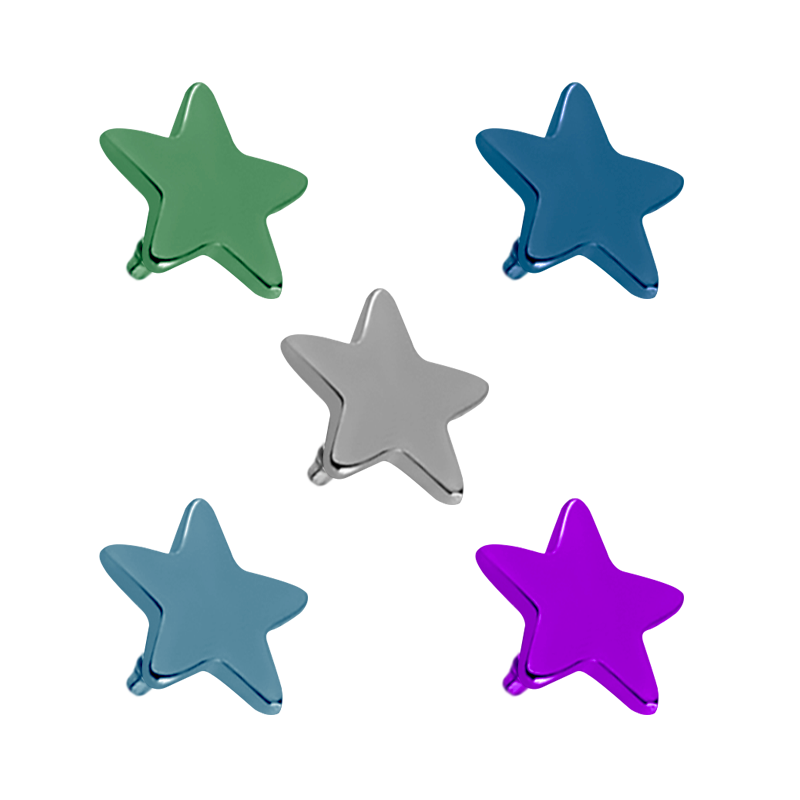 Titanium Flat Star (for 1.6 Internally Threaded Jewelry) Sfere e Componenti
